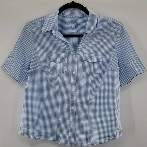 Sonoma Tops - 3 For$20 Sonoma Light Blue & White Gingham Button Down Blouse size PS